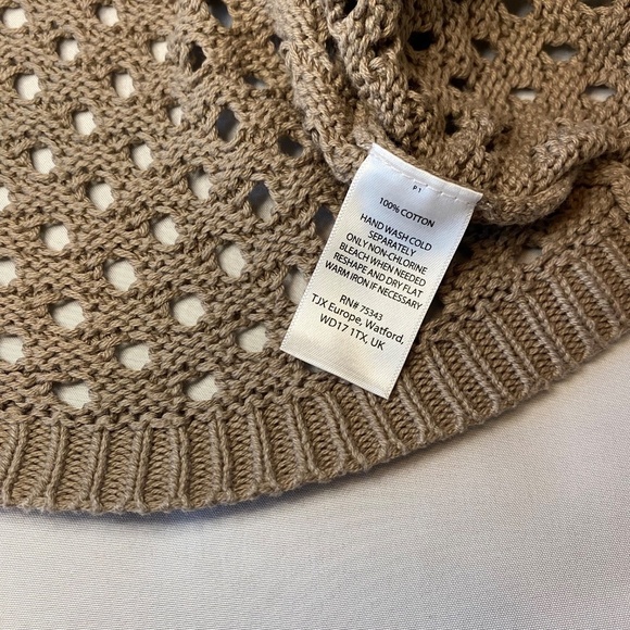 Cynthia Rowley Sweater Open Weave 3/4 Length Sleeve Tan-Size Large - Picture 6 of 7